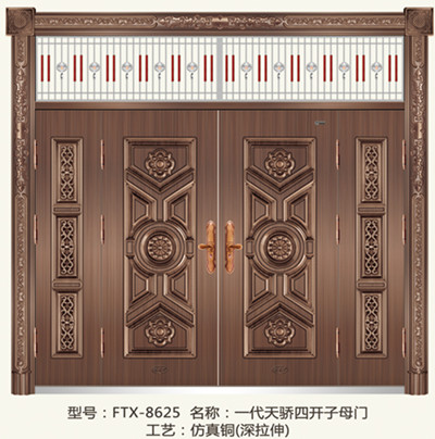 门业图片-非标门仿真铜对开门图片