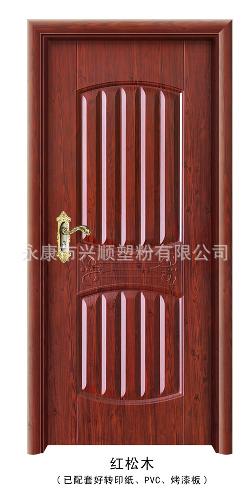 门业图片-白象木钢木门仿实木新颜色—塑粉—红松木红松木图片