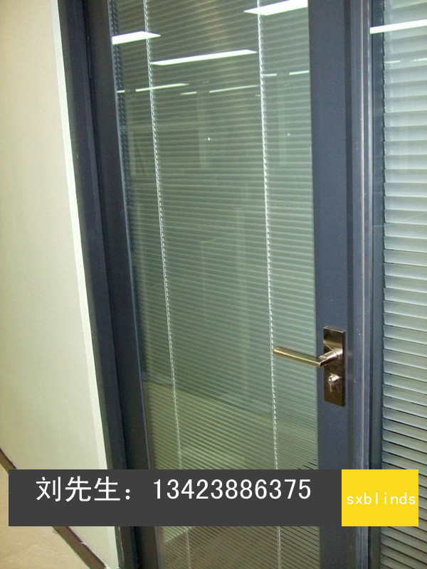 门业图片-中空玻璃百叶，高隔间玻璃门，内置百叶玻璃门，中空百叶门可选图片