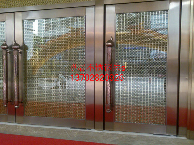 门业图片-不锈钢酒店大门加工拉丝咖啡金大门、电镀咖啡金大门可按客户要求定制图片
