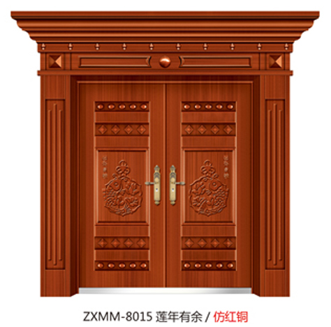 门业图片-高档仿铜门系列ZXMM-8015莲年有余定制图片