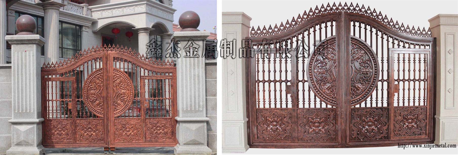 门业图片-鑫杰铸铝栏杆铸铝门 铸铝庭院门 铝雕门工程实例 鑫杰名门 XJ—6005图片