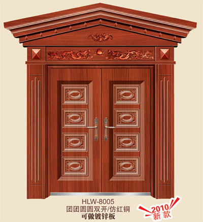 门业图片-镀铬高档仿铜门非标门系列HLW-8005图片