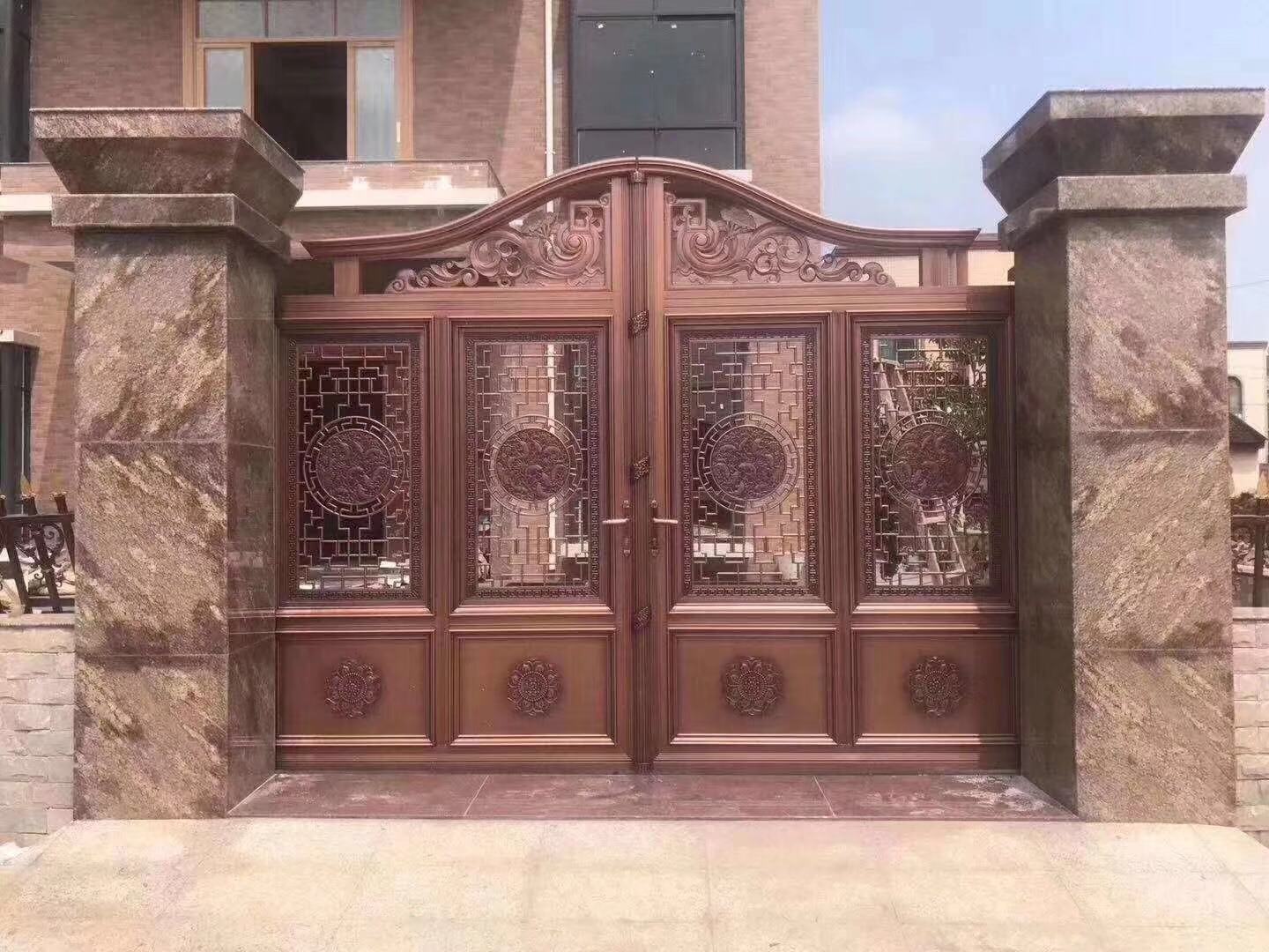 门业图片-平开门仿铜拉丝门价格批发JH343图片