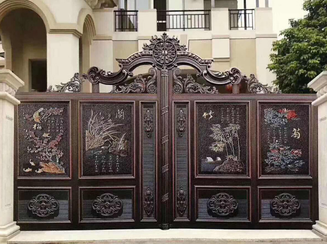 门业图片-平开门别墅大门风格各式各样铝艺大门JH685图片