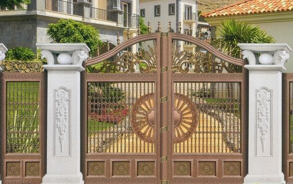 门业图片-平开门农村围墙大门别墅庭院入户铝艺大门JH699图片