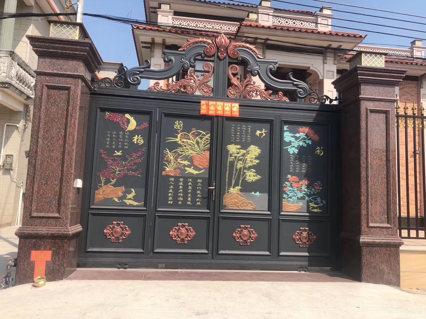 门业图片-平开门工厂订做高端别墅铸铝大门JH863图片