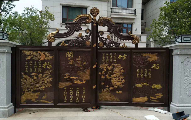 门业图片-平开门标准美观大气别墅花园庭院铝艺大门JH876图片