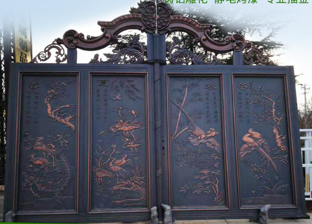门业图片-平开门花园别墅户外拉丝铝艺大门JH901图片