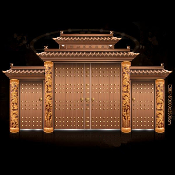 门业图片-仿铜门供应福建莆田地区锌合金仿真铜豪华仿古祠堂大门XK-3822图片