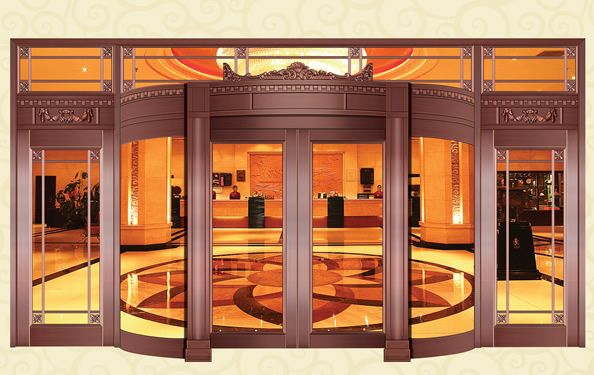 门业图片-铜门订做长沙地区大酒店旋转铜门根据客户实际尺寸要求图片