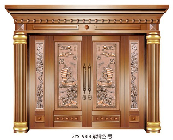 门业图片-铜铝门（拼接贴花）正阳升铜铝门zys-9818图片