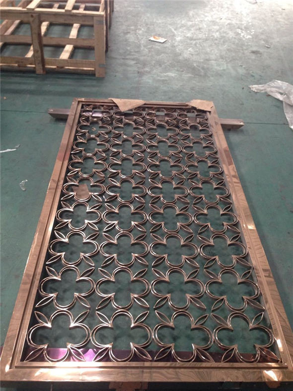 门业图片-不锈钢花格门玫瑰金不锈钢花格门可加工定做图片