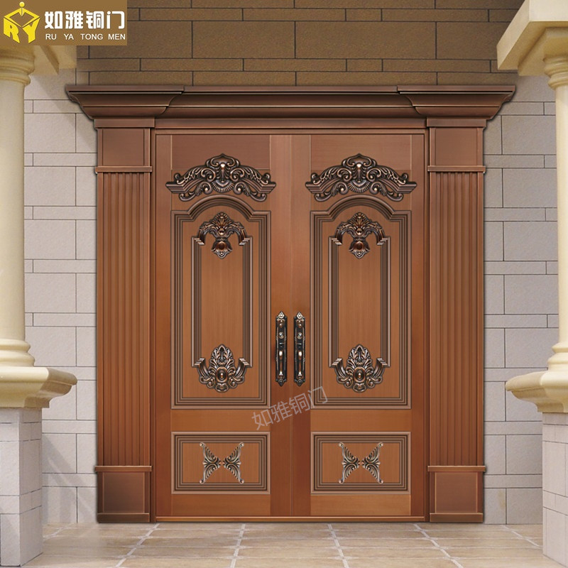 门业图片-如雅双开铜门商用铜门，商务铜门工程，铜栏杆加工1001图片