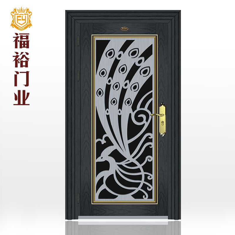 门业图片-不锈钢门福裕门业-佛山黑钛金不锈钢门防盗门14-033图片