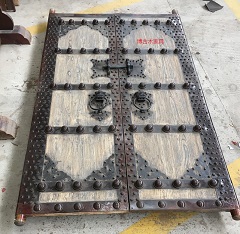 门业图片-实木大门别墅庭院老式复古典装饰大门定制茶庄会所仿古实木大门BGM  168图片