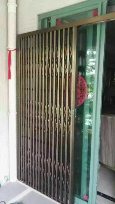 门业图片-铝合金拉闸门佛山高硬度电泳香槟铝合金拉闸门厂家2513图片