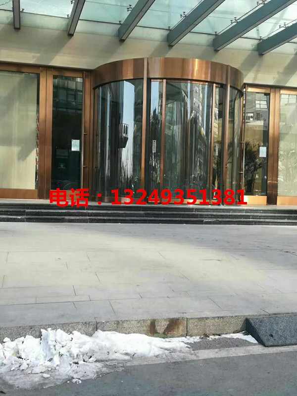 门业图片-自动门石家庄两翼旋转门 不锈钢旋转门厂家安装 宏远门业2000-3800图片