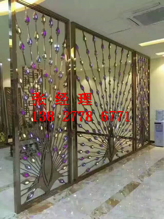 门业图片-不锈钢屏风来图定制现代欧/美式不锈钢屏风玄关座屏金属雕刻隔断镂空花格可定制图片
