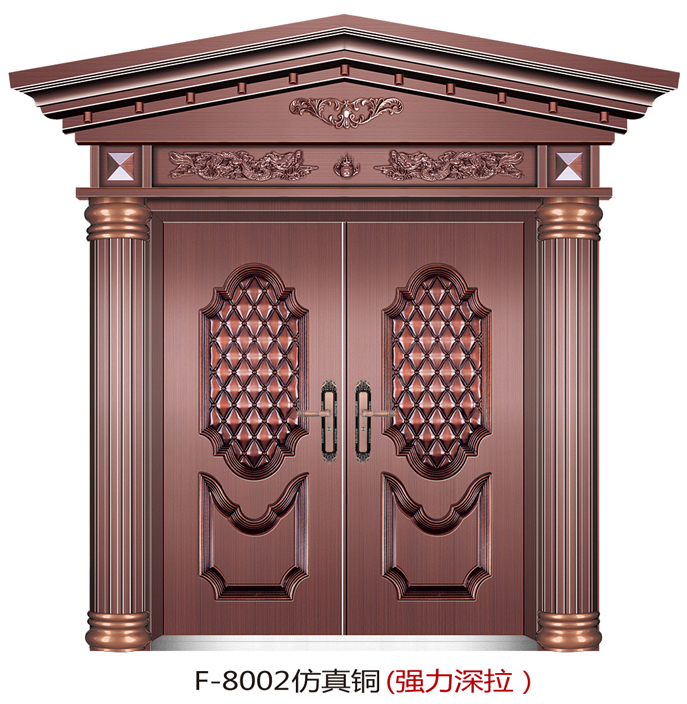 门业图片-仿真铜门仿真铜F-8002图片