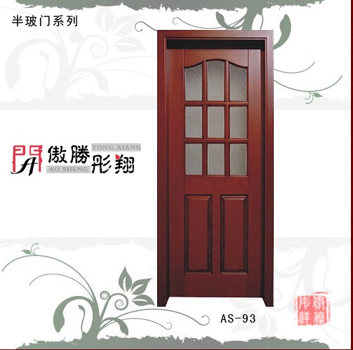 门业图片-半玻门半玻门，平板门系列，傲胜彤翔木门R3图片