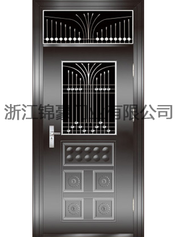 门业图片-不锈钢门黑钛整板割孔门JH-3005(黑钛整板割孔门)图片