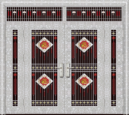 门业图片-不锈钢门系列鹏威门业YK-1066冰竹纹图片
