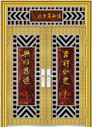 门业图片-不锈钢楼宇门BT-2011欧式花黄钛金BT-2011欧式花黄钛金图片