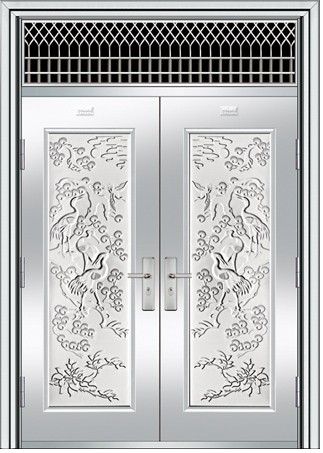 门业图片-不锈钢门批发合力不锈钢门不锈钢（双开门）HL-870图片